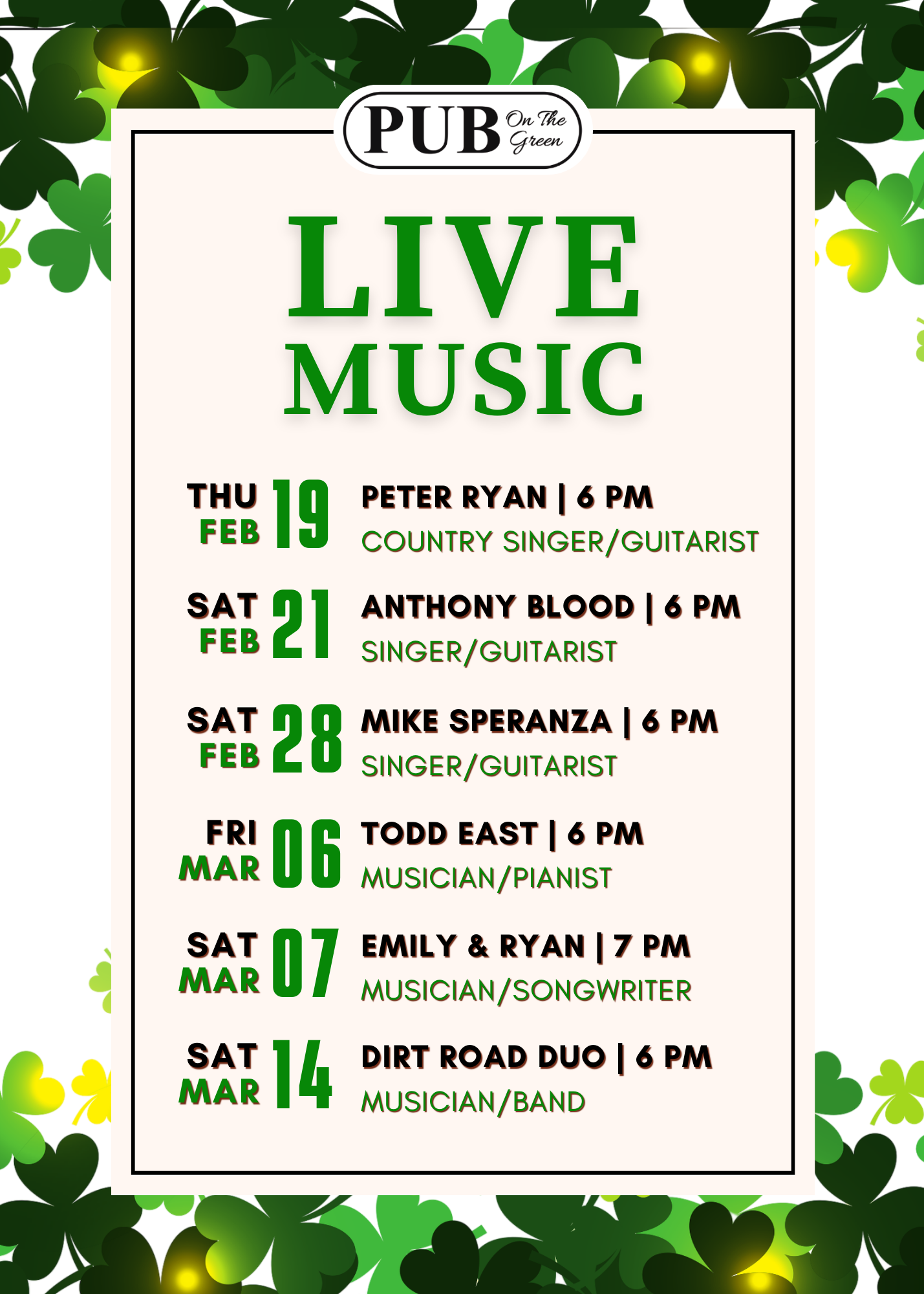 Live Music Lineup